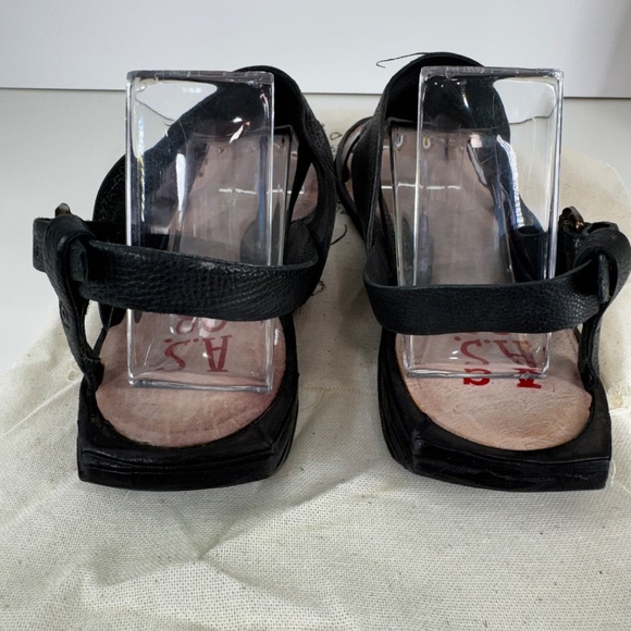 A.S.98 Italian Leather Sandals – Black & Silver Strappy Thong – Women’s Size 40 - Picture 6 of 10